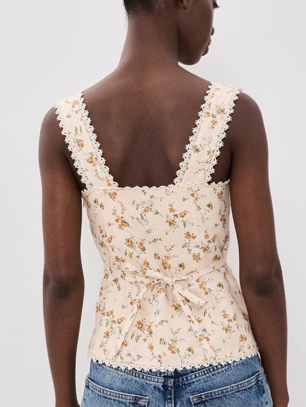 Reformation Cream Floral Lace-Trim Camisole - Retail $168 - Picture 2 of 8